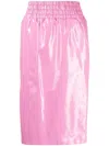 Tom Ford Shiny Textured Leather Midi Skirt In Pink