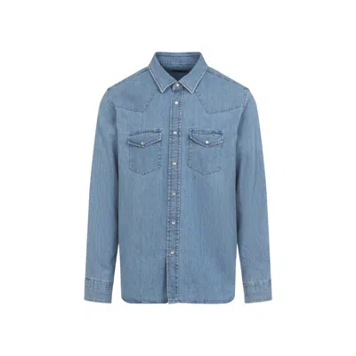 Tom Ford Cotton Denim Shirt In Blue