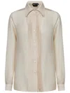 Tom Ford Silk Shirt With Pleated Detail And Pointed Collar In Pink