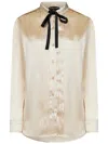 Tom Ford Pintuck Detail Satin Shirt In Beige
