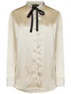 Tom Ford Pintuck Detail Satin Shirt In Beige