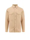 Tom Ford Cotton Shirt With Pockets And Stitching In Beige