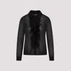 Tom Ford Ruffled Collared Viscose Shirt With Long Sleeves In Black