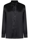 Tom Ford Camicia In Seta Con Dettaglio Plissettato In Black
