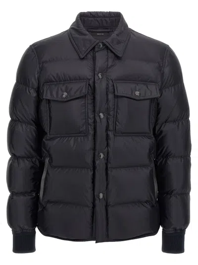 Tom Ford Shirt Collar Down Jacket Casual Jackets And Parka Blue