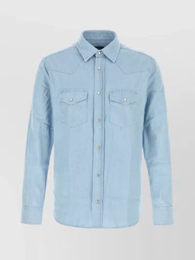 Tom Ford Shirt Denim Collar Button-down In Blue