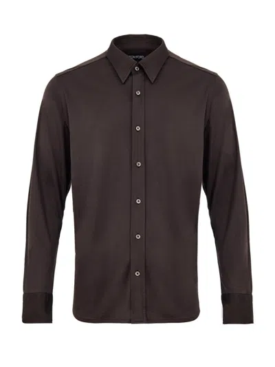 TOM FORD SHIRT IN BROWN SILK TOM FORD