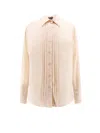 Tom Ford Silk Shirt With Pleated Detail And Pointed Collar In Pink