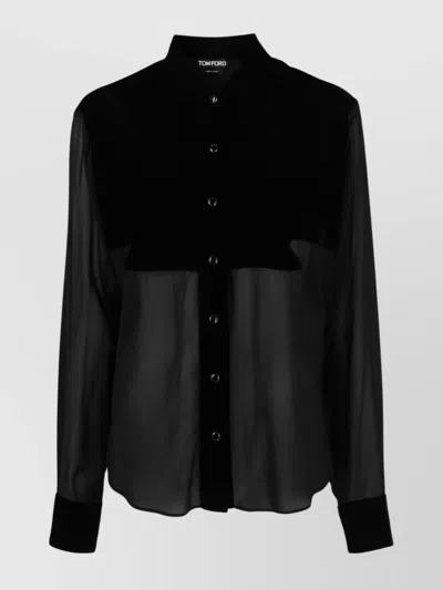 Tom Ford Shirt Silk Georgette Curved Hem In Black