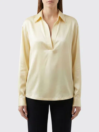 Tom Ford Yellow Stretch Satin Blouse In Brown