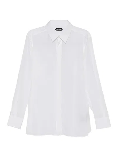 Tom Ford Silk Concealed-placket Shirt In White