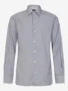 Tom Ford Striped Pattern Button-down Collar Long Sleeves Shirt In White