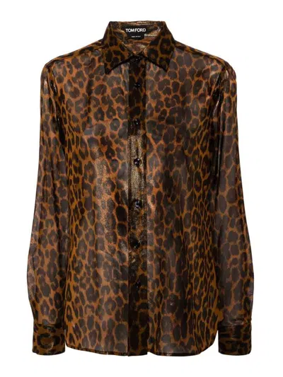 Tom Ford Shirt With Print In Brown