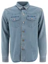 Tom Ford Light Blue Western Panel Shirt With Flap Pockets