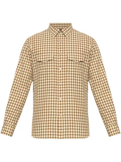 Tom Ford Brown Small Check Western Shirt
