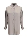 Tom Ford Silk-blend Satin Shirt In Gray