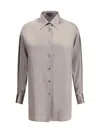 Tom Ford Collared Neck Long Sleeves Pleated Back Top In Brown