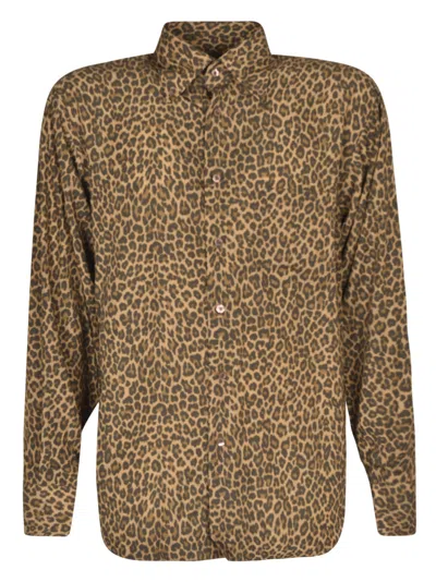 Tom Ford Leopard-print Long-sleeved Regular-fit Woven Shirt In 4ft927 Camel Print