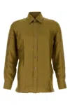 Tom Ford Silk Short-sleeve Shirt For Men In Autumnmoss