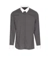 Tom Ford Cotton Shirt With Diamond Print And Contrast White Collar In Black