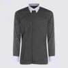 Tom Ford Cotton Shirt With Diamond Print And Contrast White Collar In Gray