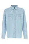 Tom Ford Light Blue Western Panel Shirt With Flap Pockets In Blue