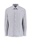 Tom Ford Long Sleeve Checkered Shirt With Buttoned Cuffs In Blue