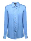 Tom Ford Silk Shirt With Pleated Detail And Pointed Collar In Pink