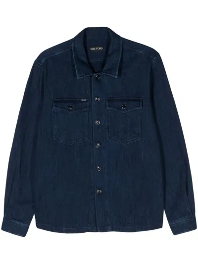 Tom Ford Long-sleeve Denim Shirt In Blue