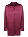 Tom Ford Camicia In Raso Di Seta Stretch Dal Taglio Rilassato In Burgundy