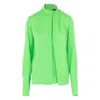 Tom Ford Keyhole Cutout Washed Silk Georgette Top In Green