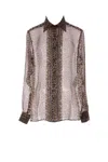 Tom Ford Semi-transparent Silk Chiffon Shirt In Leopard Brown+black
