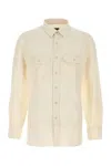 Tom Ford Fluid Light Twill Military Shirt In Pearl