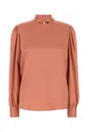 Tom Ford Salmon Satin Blouse In Shimmeryterracotta