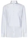 Tom Ford White Cotton Tuxedo Shirt With Pleated Plastron In White