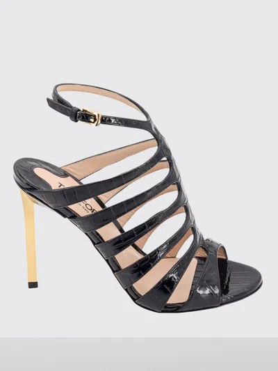 Tom Ford Carine Croc-effect Patent-leather Sandals In Black