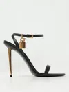 Tom Ford Black Goat Leather Sandals With 10 Cm Stiletto Heel And Ankle Strap In Schwarz