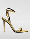 Tom Ford Gold Padlock Pointy Naked Heeled Sandals In Gold