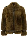 Tom Ford Women Brown Jacket With Adjustable Belt On The Waist In Fur Woman In Green