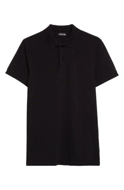 Tom Ford Short Sleeve Cotton Piqué Polo In Black
