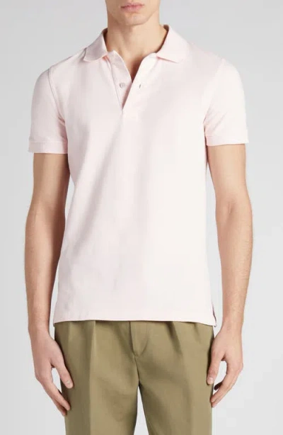 Tom Ford Short Sleeve Cotton Piqué Polo In Pink