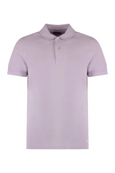 Tom Ford Short Sleeve Cotton Polo Shirt In Lilac