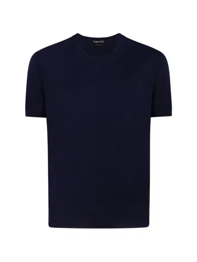 Tom Ford Short Sleeve Crew Neck T-shirt In Blue