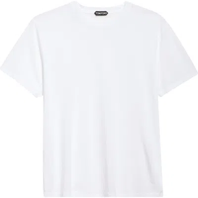 Tom Ford Short Sleeve Crewneck T-shirt In Chalk