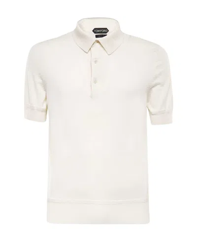 Tom Ford Short-sleeve Knitted Polo Shirt In White