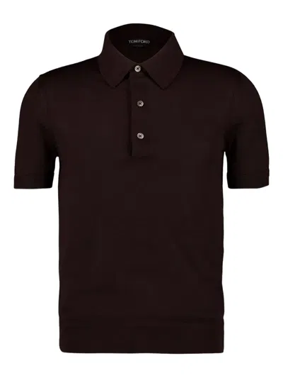 Tom Ford Short-sleeve Polo Shirt In Brown