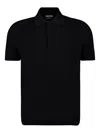 Tom Ford Polo Shirt With Ribbed Cuffs And Short Sleeves In Black