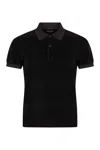 Tom Ford Black Short-sleeves Polo In Cotton Piquet Jersey In Black