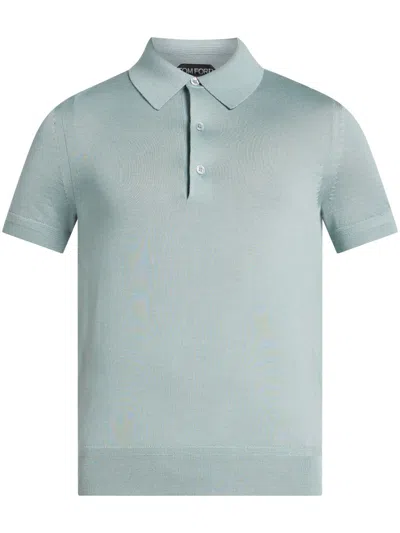 Tom Ford Short Sleeve Polo Shirt In Blue