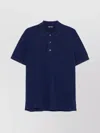 Tom Ford Front Button Placket Navy Blue Polo Shirt In Blue